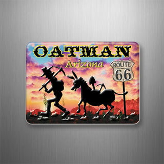 Oatman  Arzona   Miner & Donkey Silhouette Cloudy Sunset 3D Magnet