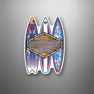 Huntington Beach 3 Surfboards Wood Sign Vertical Flexible Magnet