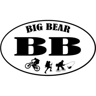 Big Bear Biker  Hiker  Fisherman Oval Sticker