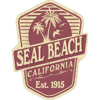 Seal Beach  California   Maroon & Cream Shield Sticker