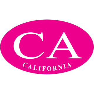 California CA Hot Pink Euro Serif Oval Sticker