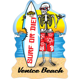 Venice Beach   Surf Or Die Skeleton Sticker