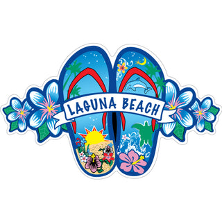Laguna Beach   Double Flip Flops Side Flowers Sticker
