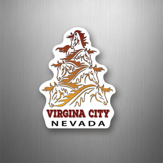 Virginia City  Nevada Horses Vert Triangle White Copper Flexible Magnet