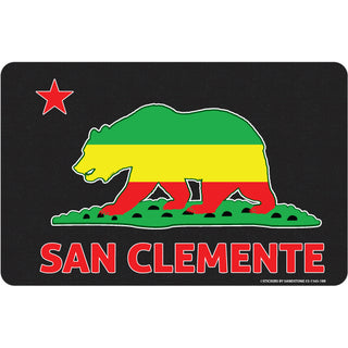 OK4 SAN CLEMENTE Rasta Bear CA Flag Black Background (0188 01165 03) Sticker