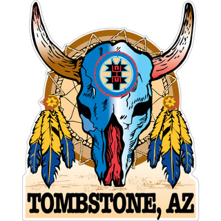 Tombstone AZ   Skull with Sun Catcher Sticker