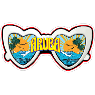Aruba   Heart Glasses Sticker