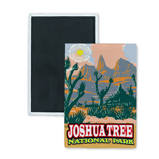 Joshua Tree National Park   Desert Trees Orange Mountains Rectangle Badge Magnet