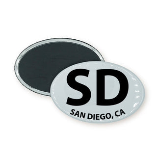 San Diego  CA   Black & White Euro Oval Oval Badge Magnet