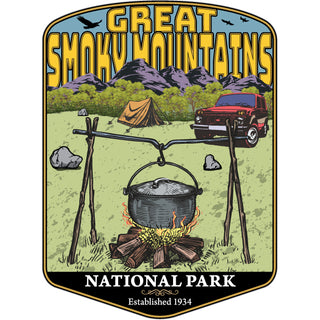 Great Smoky Mountains National Park   Campsite Scene Sticker
