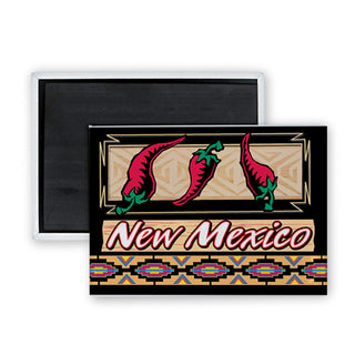 New Mexico   3 Chili Peppers Rectangle Badge Magnet