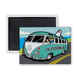 California Bus Corner Rectangle Badge Magnet