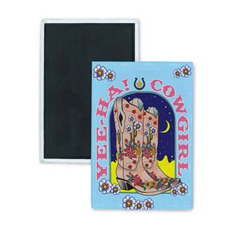 Novelty   Yeeha Cowgirl Boots Rectangle Badge Magnet
