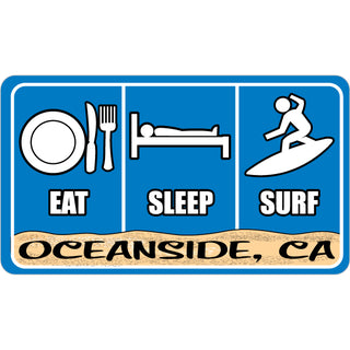 Oceanside California Eat Sleep Surf Blue Rectangle Sticker