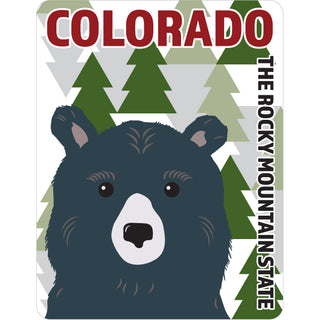 OK4 Colorado Minimalist Bear and Pine Trees Sticker