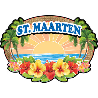 St Maarten   Wicker Hibiscus Oval Sticker