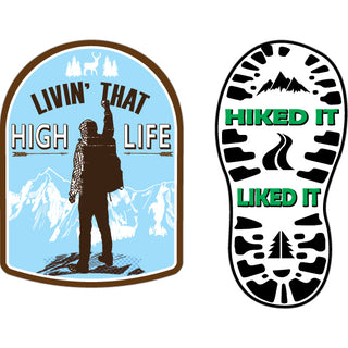 Novelty   Living That High Life and Hiked It Liked It Bootprint Sticker