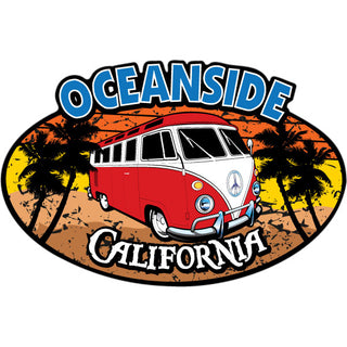 Oceanside  California   Red Bus Corner View Sticker