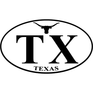 Texas   Steer Skull Euro Oval Sticker