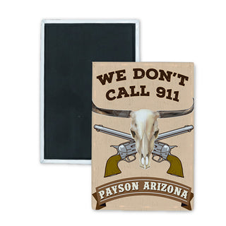 Payson Arizona Guns & Steer Skull Plaque Rectangle Badge Magnet