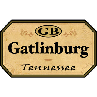 OK4 Gatlinburg  TN Small Euro Oval Brown Rectangle Sign (00251) Sticker