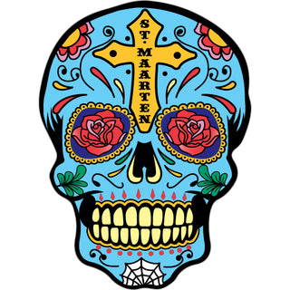 St. Maarten Blue Sugar Skull Sticker
