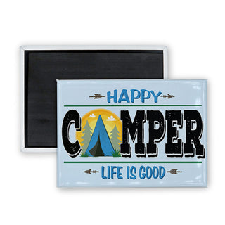 Novelty   Happy Camper Tent Rectangle Badge Magnet