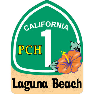 Laguna Beach CA PCH 1 Flower Sign Sticker