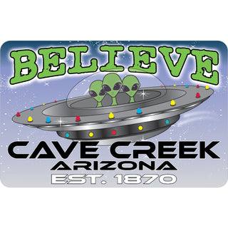 Cave Creek  Arizona est. 1870   Triple Aliens Saucer Sticker