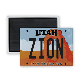 Zion  Utah   License Plate Rectangle Badge Magnet