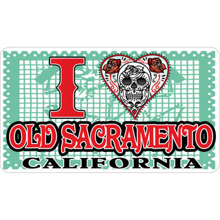 Old Sacramento  California I Heart Skull Sticker
