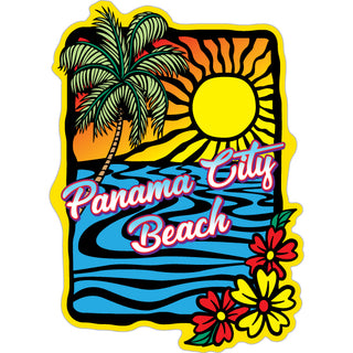 OK3 Panama City Beach Abstract Sunset with Palm Sticker