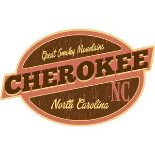 Cherokee  North Carolina   Oange & Wood Slant Oval Sticker