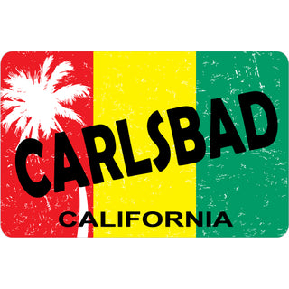 Carlsbad  California Palm Tree Rasta Flag (26071) Sticker