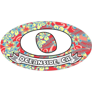 Oceanside  CA   Floral Filled Euro Oval Sticker