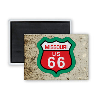 Missouri   Route 66 Red Shield Rectangle Badge Magnet