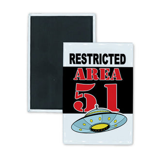 Area 51   UFO Restricted Area Rectangle Badge Magnet