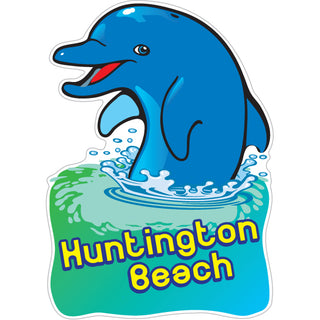 Huntington Beach Dolphin Vertical Splash Breach Sticker