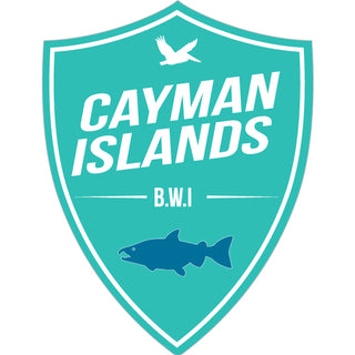 Cayman Islands B.W.I Teal Shield Dolphin Sticker