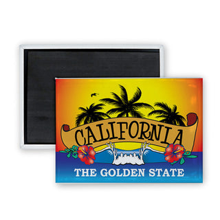 California Surf Palms Banner Rectangle Badge Magnet