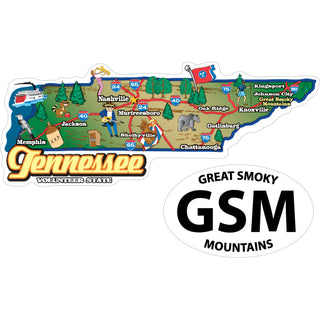 Tennessee Map Euro   Great Smoky Mnts Tennessee Map & Euro Oval Sticker