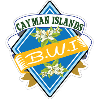 Cayman Islands B.W.I Flower Diamond Sticker