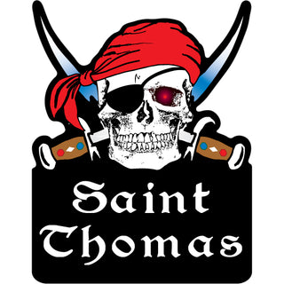 St. Thomas skull with eyepatch and crossed swords Sticker