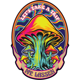 Mt. Lassen   Mushroom Groovy Sticker