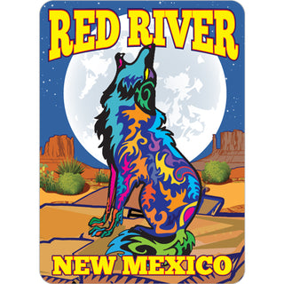 Red River  New Mexico   Colorful Howling Coyote Sticker
