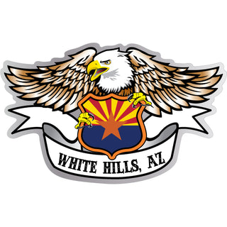 White Hills  AZ Eagle Holding Arizona Shield Sticker