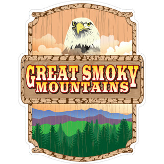 OK4 Great Smoky Mountains vert wood sign bark border Sticker