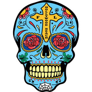 OK4 Hollywood Beach Blue Sugar Skull Sticker