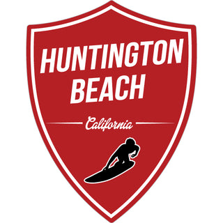 Huntington Beach  Red Shield Surfer Sticker