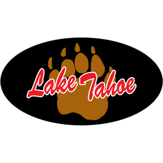 OK4 Lake Tahoe Bear Paw on Black Oval Sticker